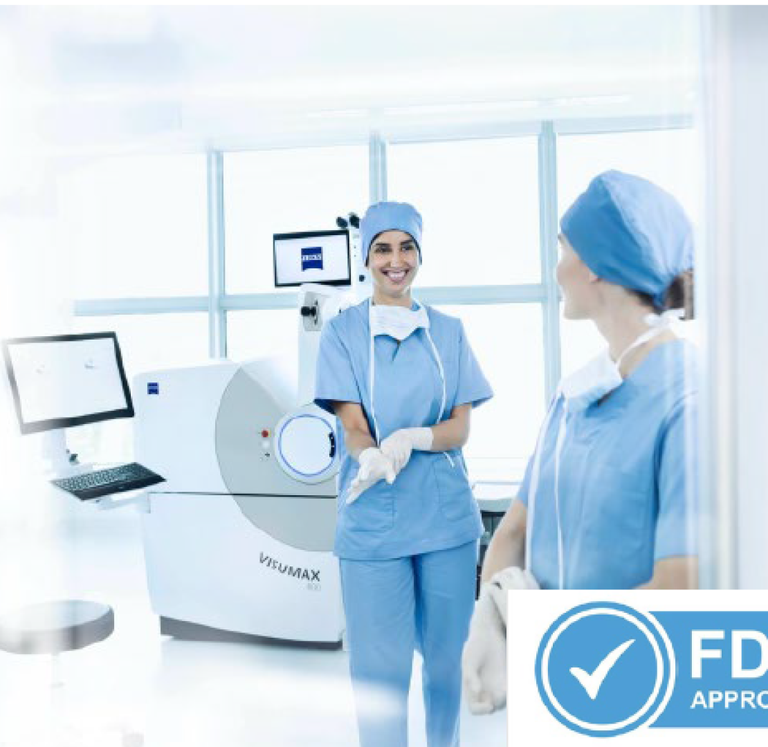 Professional medical staff at Ciputra SMG Eye Clinic Bali with FDA Approved VisuMax 800 machine for trusted laser eye surgery.